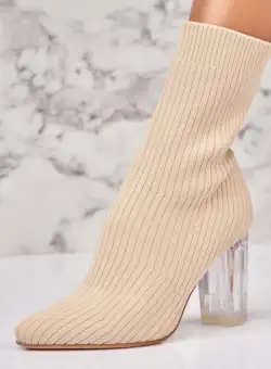 Botine dama Imblanite Bej din Textil Filomina