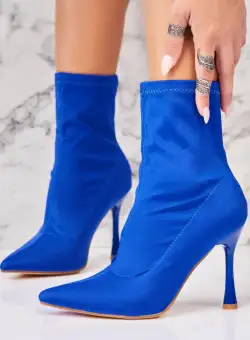 Botine dama Imblanite Bleumarin din Textil Jinhee