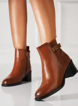 Botine dama Imblanite Camel din Piele Ecologica Szyriel