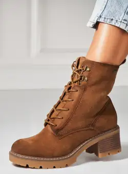 Botine dama Imblanite Kaki din Piele Ecologica Intoarsa Kudra