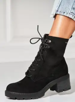 Botine dama Imblanite Negre din Piele Ecologica Intoarsa Kudra