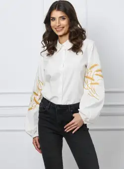 Camasa alba cu broderie pe maneci