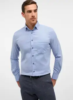 Camasa albastra, modern fit, pentru barbati, 100% bumbac, maneca lunga, model 8183 13 X169 Eterna