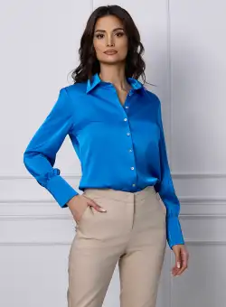 Camasa Alice albastra din satin