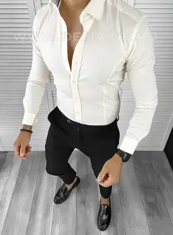 Camasa barbati bej slim fit B1357 E 60-5