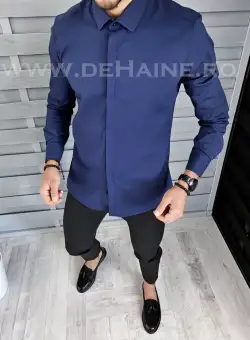 Camasa barbati bleumarin cu butoni slim fit B1381 59-3 E / 9-5.2
