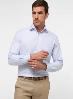 Camasa bleu, modern fit, pentru barbati, 100% bumbac, maneca lunga, model 3116 12 X169 Eterna