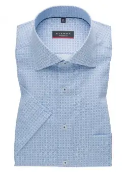 Camasa blue, modern fit, pentru barbati, 100% bumbac, maneca scurta, model 3424 41 C19K Eterna