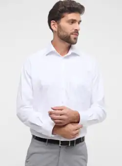 Camasa COVER alba, comfort fit, pentru barbati, 100% bumbac, maneca lunga, model 8817 00 E19K Eterna