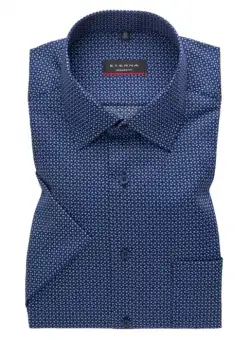 Camasa imprimeu bleumarin, modern fit, pentru barbati, 100% bumbac, maneca scurta, model 4148 18 C19P Eterna