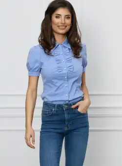 Camasa MBG bleu cu fundite si maneci scurte