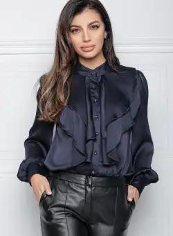 Camasa MBG bleumarin cu volanase si nasturi