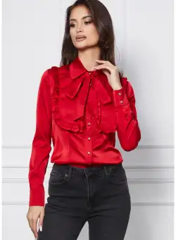 Camasa MBG rosie cu volanase pe bust