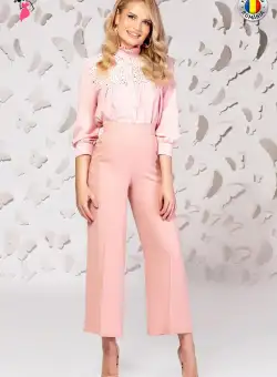 Camasa Pretty Girl roz cu guler inalt
