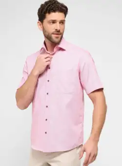 Camasa roz, modern fit, pentru barbati, 100% bumbac, maneca scurta, model 8202 52 C19K Eterna