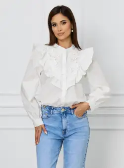 Camasa Tamara alba cu broderie la bust