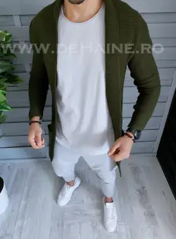 Cardigan barbati kaki slim fit T3598 90.2-3