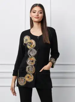Cardigan Karina negru cu broderie