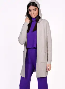 Cardigan Nadine bej din tricot cu buzunare