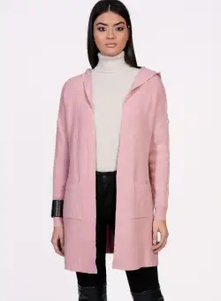 Cardigan Nadine roz din tricot cu buzunare