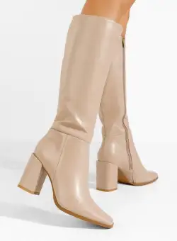 Cizme cu toc gros Desire bej