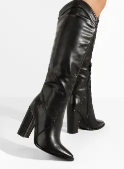 Cizme cu toc gros Lenura negre