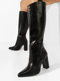 Cizme cu toc gros Mystique negre