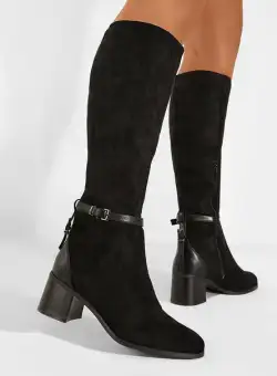 Cizme cu toc gros negre Zahira