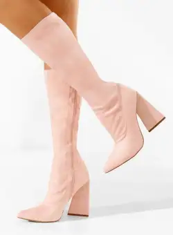 Cizme cu toc gros Penolite roz