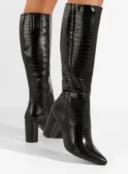 Cizme cu toc gros Serindia negre