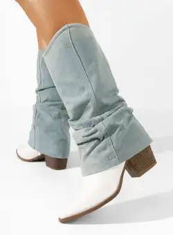 Cizme cu toc gros Verta V2 albastre