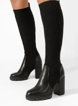 Cizme cu toc inalt negre Luigiana