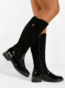 Cizme cu toc mic negre Colina