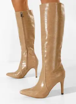 Cizme cu toc subtire Pandera nude