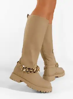 Cizme dama fara toc bej Adara