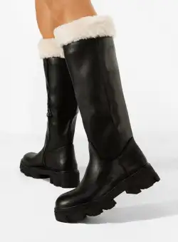 Cizme dama fara toc negre Amesia