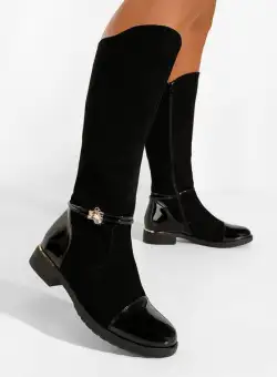 Cizme dama fara toc negre Cineca