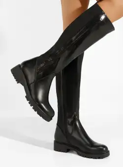 Cizme dama fara toc Roana negre