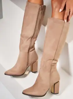 Cizme Dama Imblanite Kaki din Piele Ecologica Intoarsa Ayanda