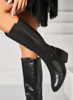 Cizme Dama Imblanite Negre din Piele Ecologica Anabia