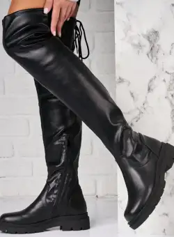 Cizme Dama Imblanite Negre din Piele Ecologica Sansa