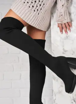 Cizme Dama Imblanite Negre din Textil Baylie