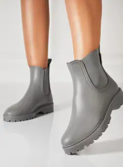 Cizme Dama Scurte Gri din Cauciuc Dyna