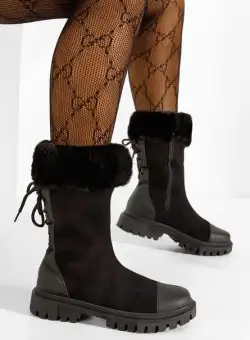 Cizme imblanite dama Muleria negre