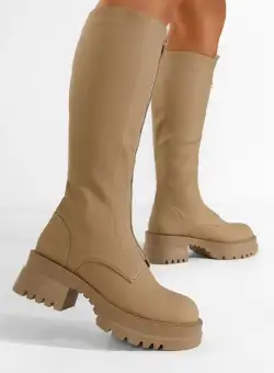 Cizme inalte dama bej Lentisa