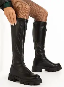 Cizme lungi fara toc Rochella negre
