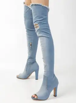 Cizme lungi peste genunchi albastre Divia