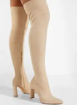 Cizme lungi peste genunchi bej Donia