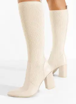 Cizme tip soseta bej Vinuele