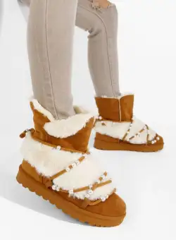 Cizme tip ugg Belvia camel